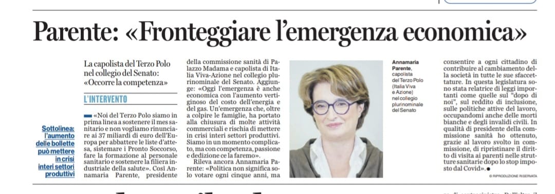 Annamaria Parente - Per fronteggiare la crisi economica